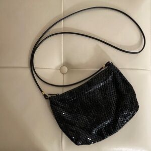 Whiting & Davis Elegant Black Sequin Mesh Purse Small Vintage Evening Bag